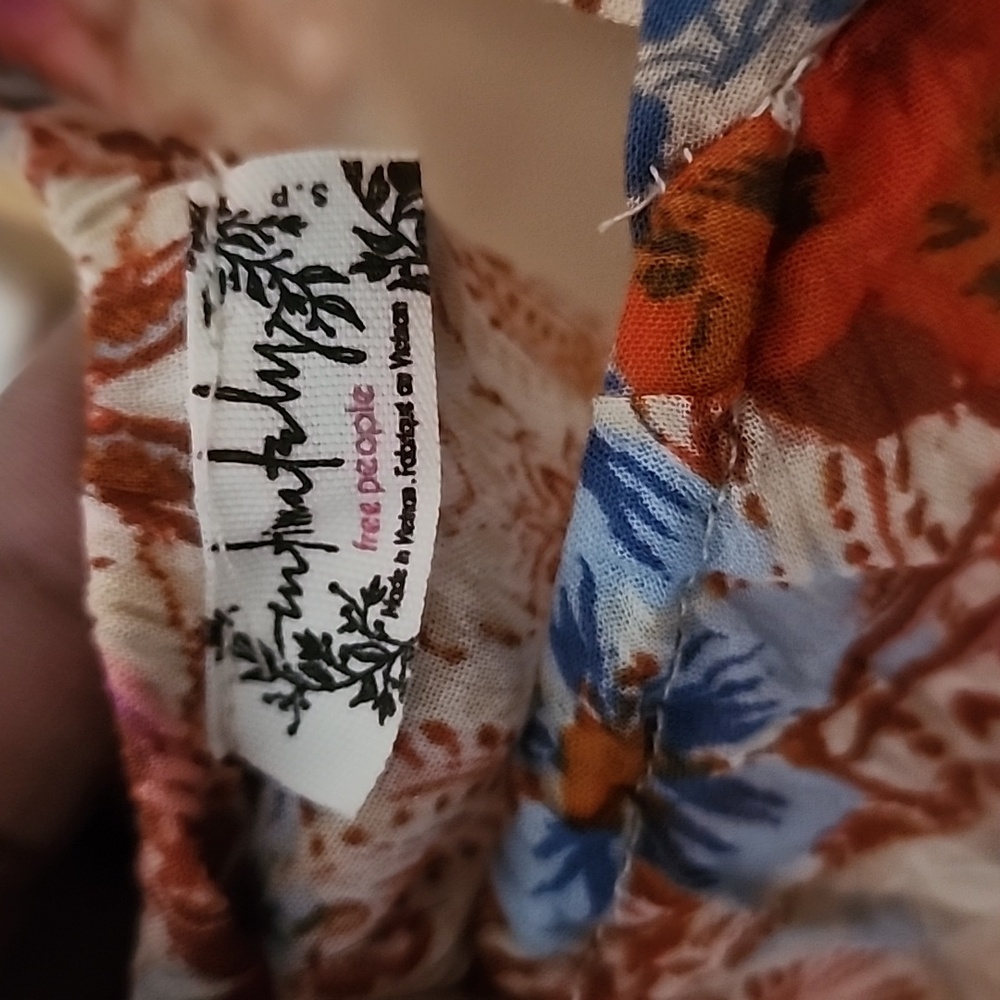 Free People Strapless Floral Dress in Red and Cream - Picture 3 of 12